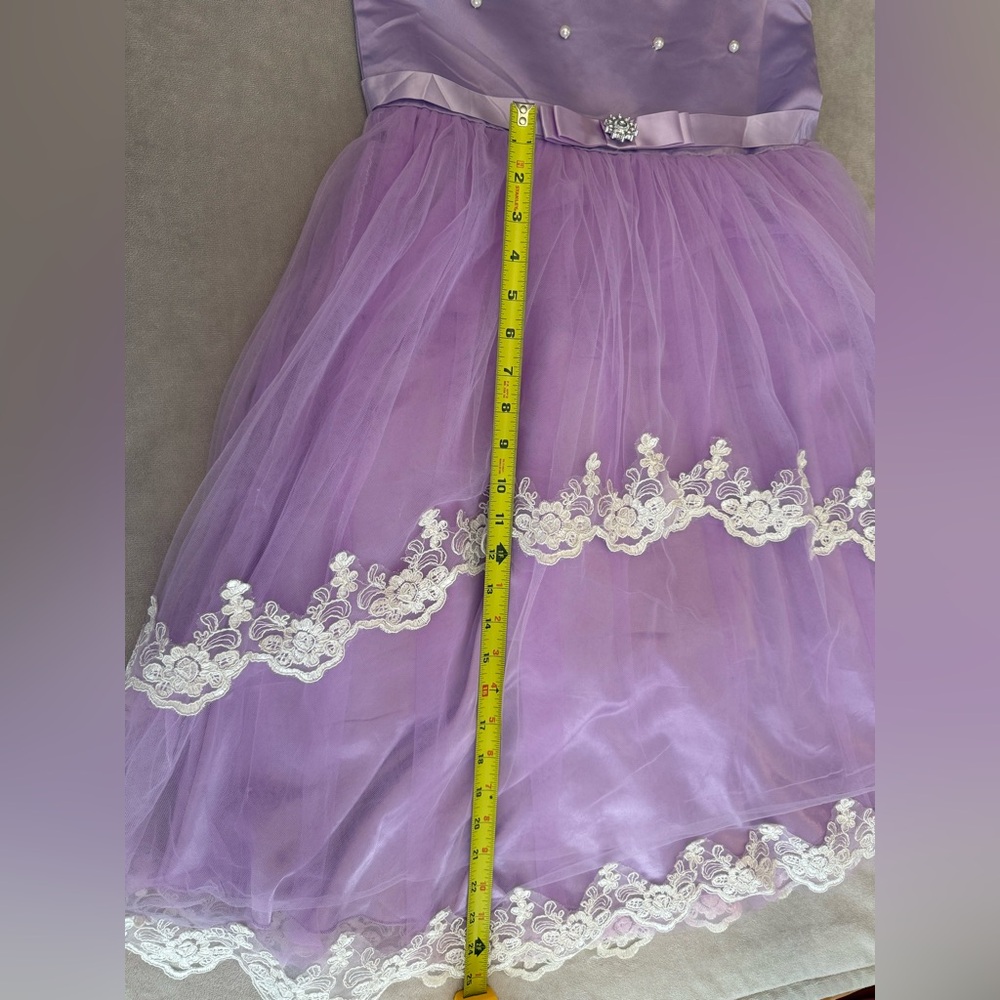 Girls Size 12 Purple Tulle Lace Dress Graduation Party Flower Wedding Sleeveless - Picture 5 of 13
